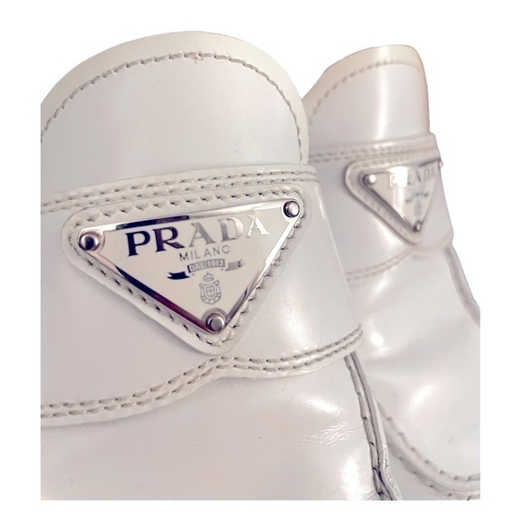 Authentic vintage PRADA chunky triangle logo shoes slip on loafers size 39 8.5 9 - Picture 13 of 15